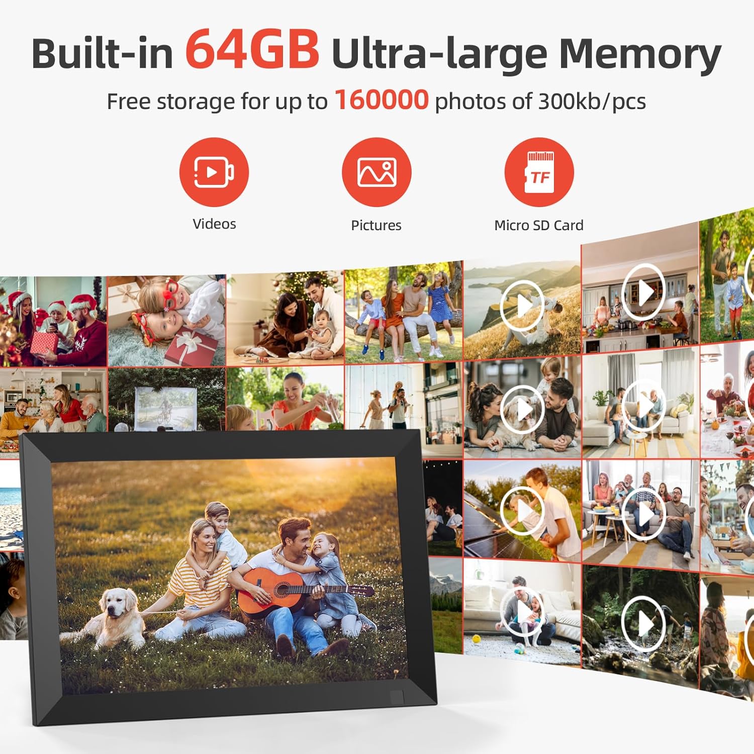 Detalle de GGUA 10.1 Inch WiFi Digital Photo Frame 64GB 🖼