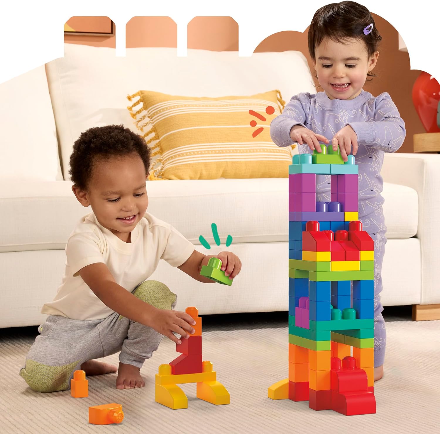Detalle de MEGA BLOKS DCH63 1才からのメガブロック 80ピース ブルー 大きめサイズの知育ブロック