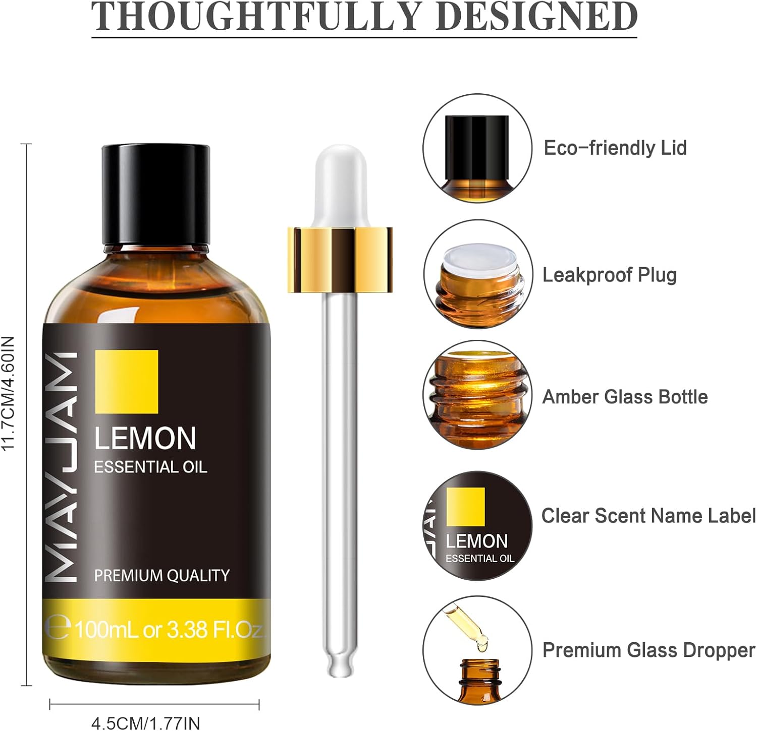 Thumbnail 4 de MAYJAM Lemon Essential Oils 100ML for Diffusers and DIY (Amber Glass Bottle)