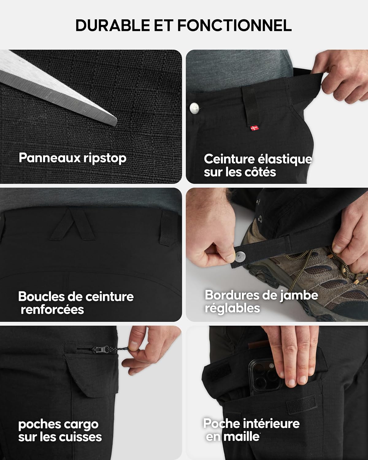Thumbnail 2 de DANISH ENDURANCE Pantalon de marche déperlant Exploration pour homme