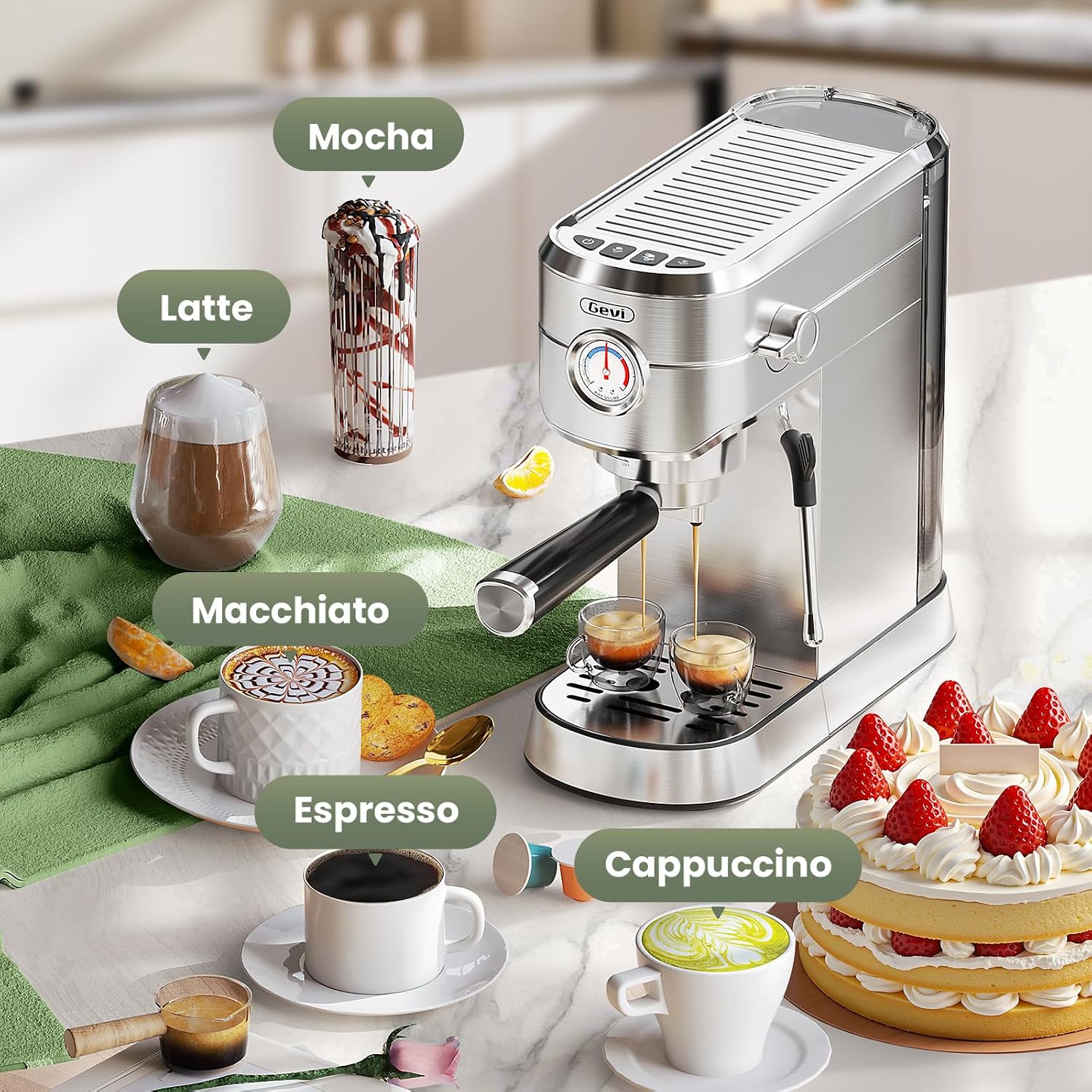 Detalle 2 de Gevi 20-Bar Espresso Maker
