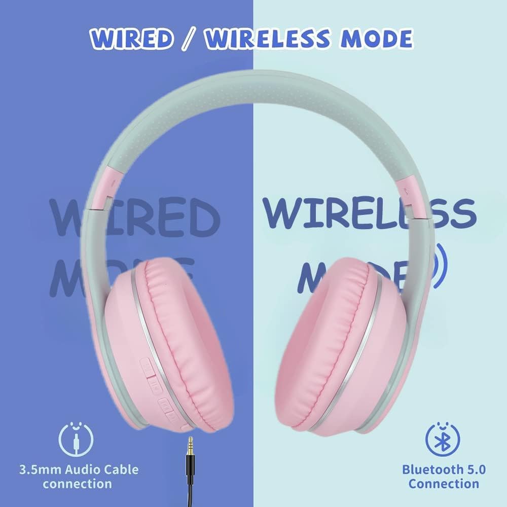 Thumbnail 4 de Usoun Cuffie Wireless Over-Ear per bambini con Bluetooth 5.1 e microfono, rosa