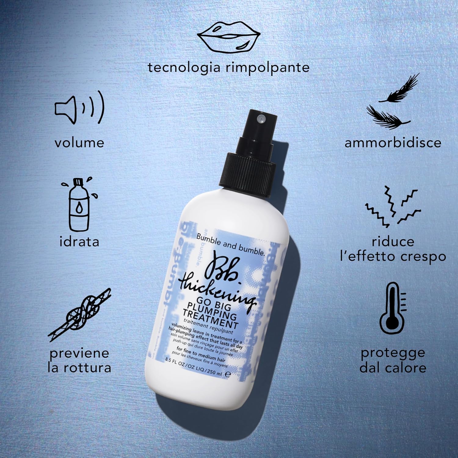 Detalle de Bumble and bumble. Thickening Go Big Plumping Hair Treatment Spray – Spray volumizzante e termoprotettore da 250 ml