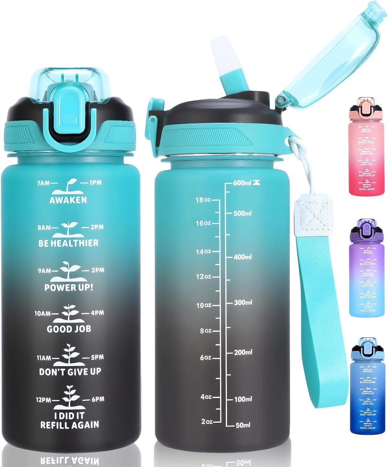 Detalle de SUPPRUI Kids Water Bottle 600ml with Straw for School