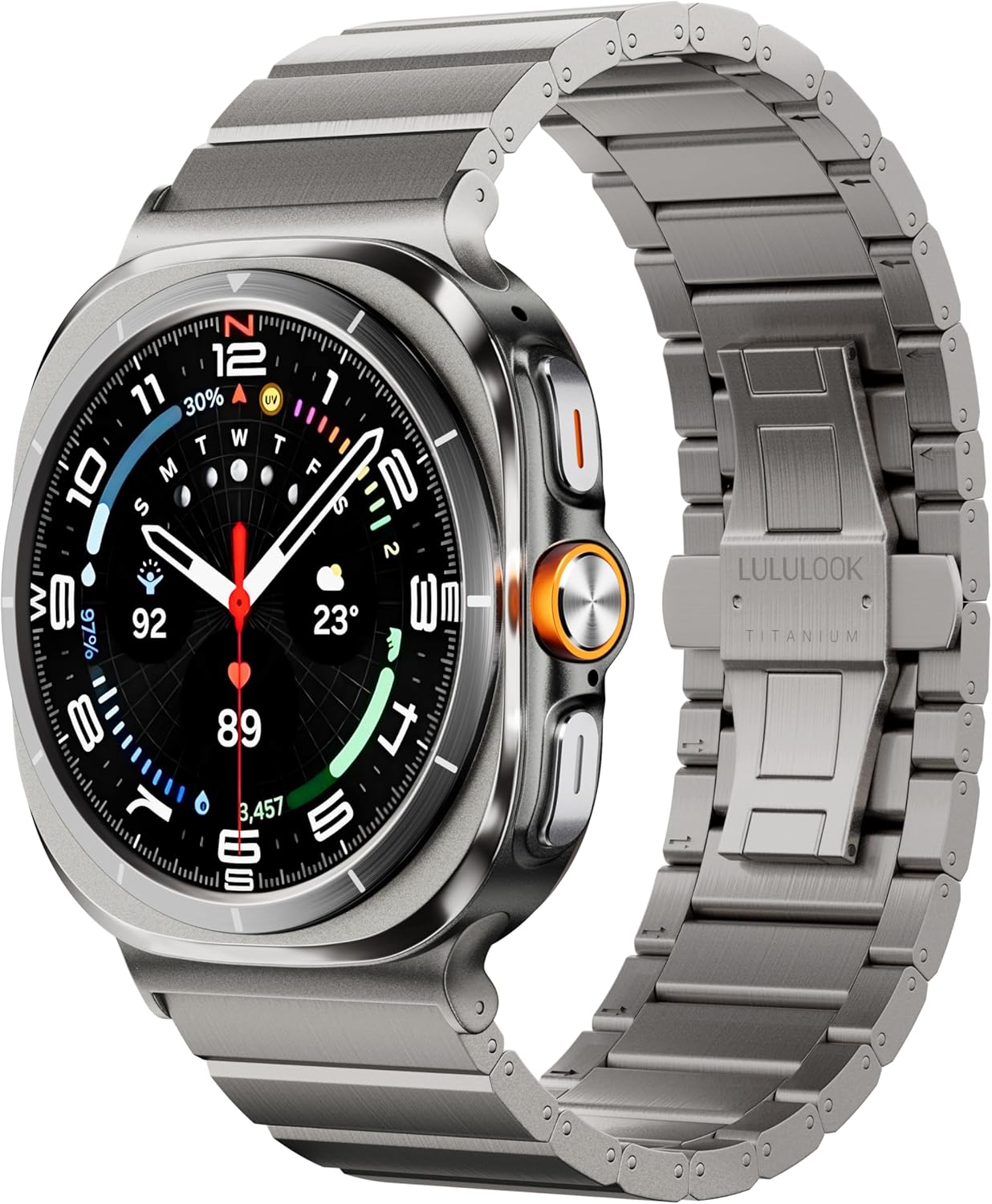 Detalle de LULULOOK Titanium Strap for Samsung Galaxy Watch Ultra 7 (47mm) – 24mm DLC scratch-resistant replacement band