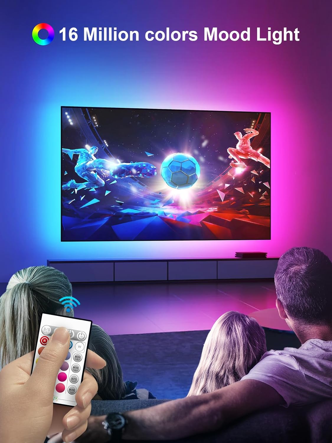 Thumbnail 1 de GIPOYENT TV LED-Lichter 13.1Ft – Atmosphärische Hintergrundbeleuchtung für 40–65 Zoll Fernseher