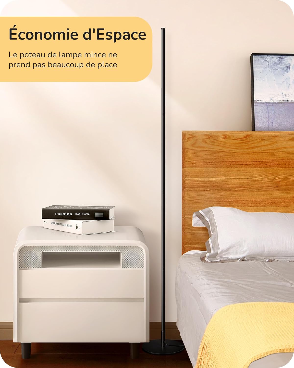 Detalle de EDISHINE vloerlamp met traploze dimmer en warmwit LED-licht van 3000 K