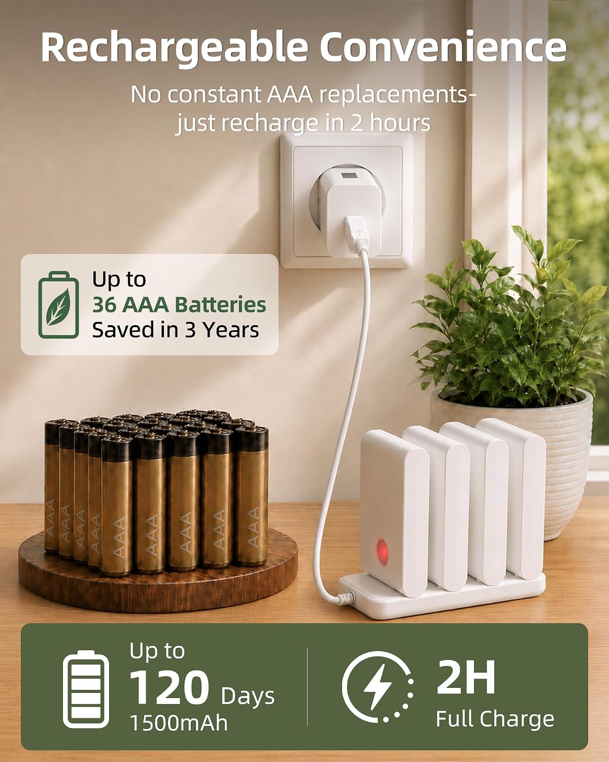 Detalle 2 de EZVALO NL01CA Motion Sensor Night Lights, 8-Pack with Charging Station