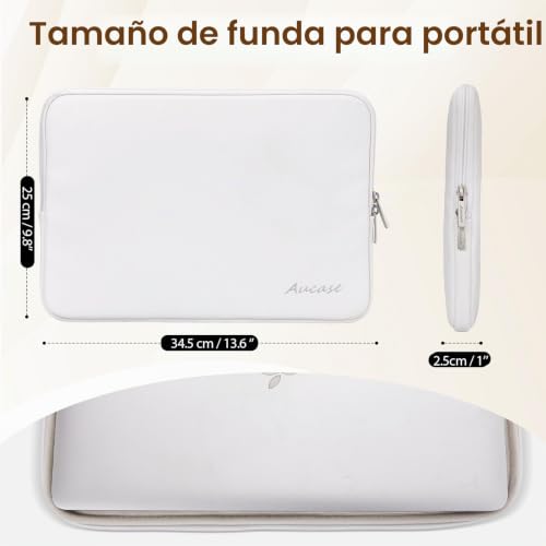 Detalle de Aucase Funda Portátil 13‑14" Impermeable en Cuero — Compatible con MacBook Pro 14"/Air 13" y más