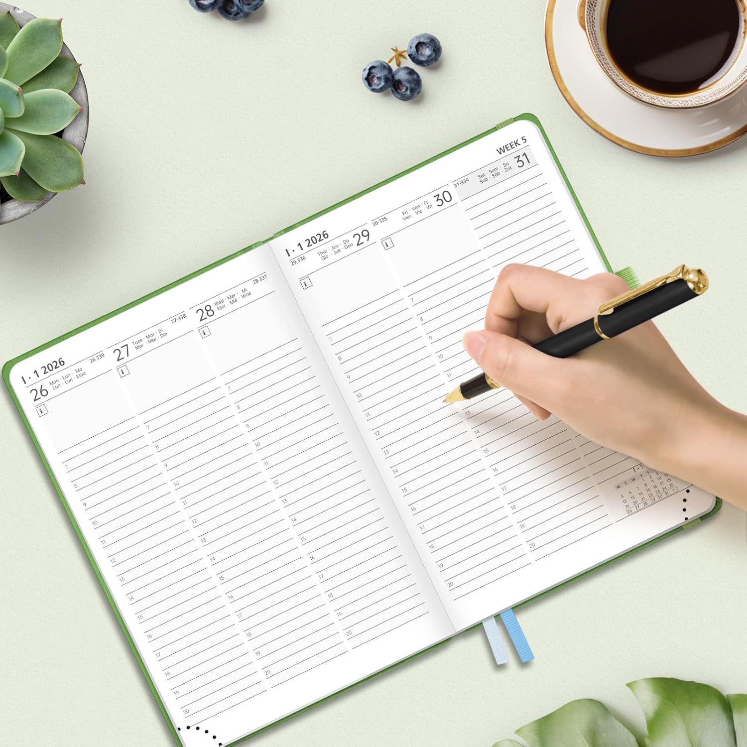 Thumbnail 6 de FEKSINO Kalender 2026 Buchkalender A5 (21,3 x 14,6 cm) – Wochen- und Monatsplaner Jan.–Dez. 2026