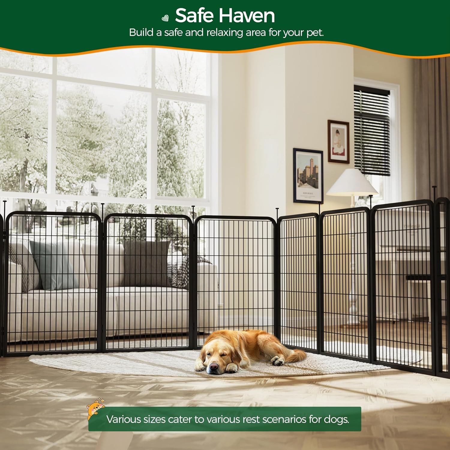 Detalle de Yaheetech Dog Pen 100cm 6-panel playpen for dogs