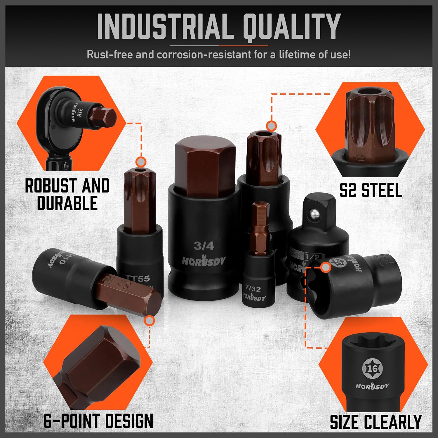 Detalle de HORUSDY Torx Socket Set, 66-Piece