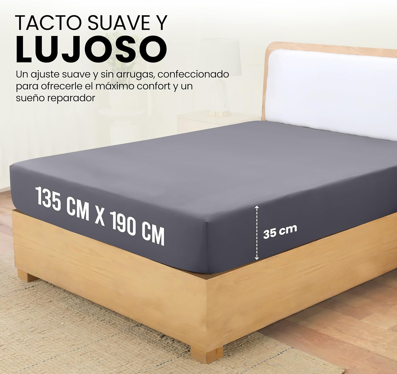 Thumbnail 1 de Utopia Bedding Sabana Bajera 135x190 - Gris 🌙 Profundo Microfibra