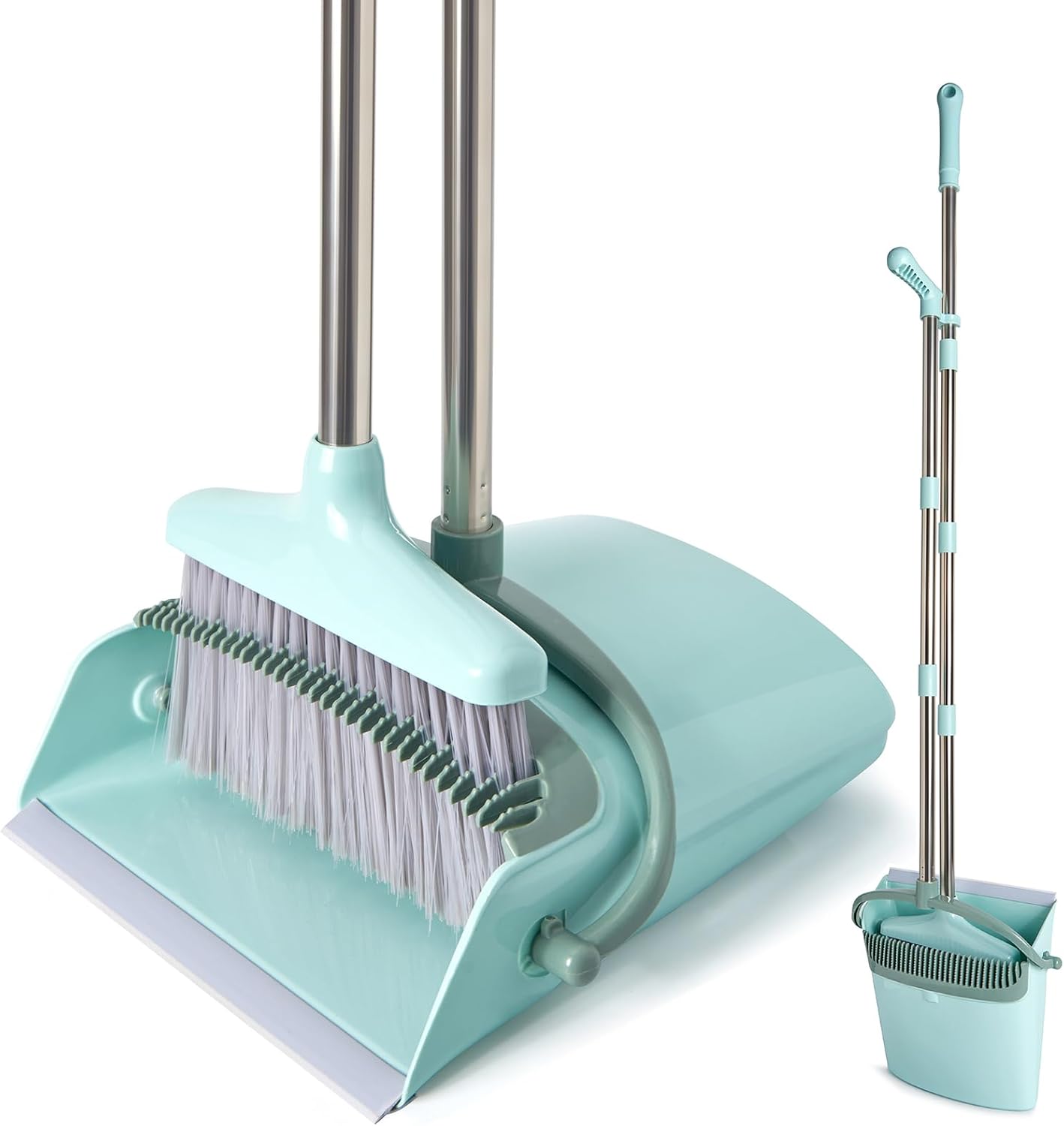 Detalle de XXXFLOWER US-SG-GREEN-SB-GD Broom and Dustpan Set with Cleaning Teeth