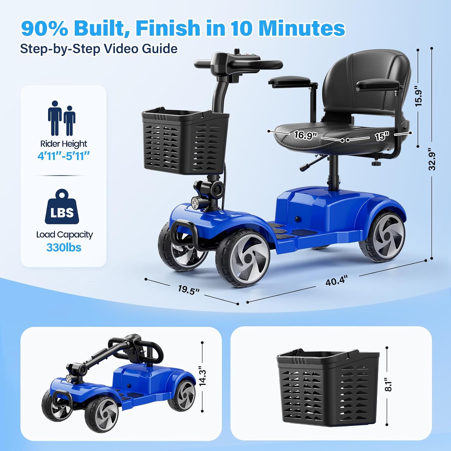 Detalle de 4-Wheel Mobility Scooter with 24V 12Ah Battery