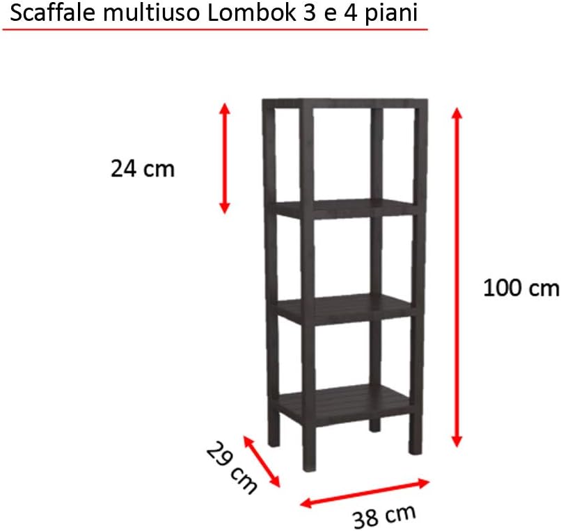 Thumbnail 2 de TATAY Scaffale Bagno a 4 ripiani Lombok marrone (fino a 40 kg) con opzione Quick Fix