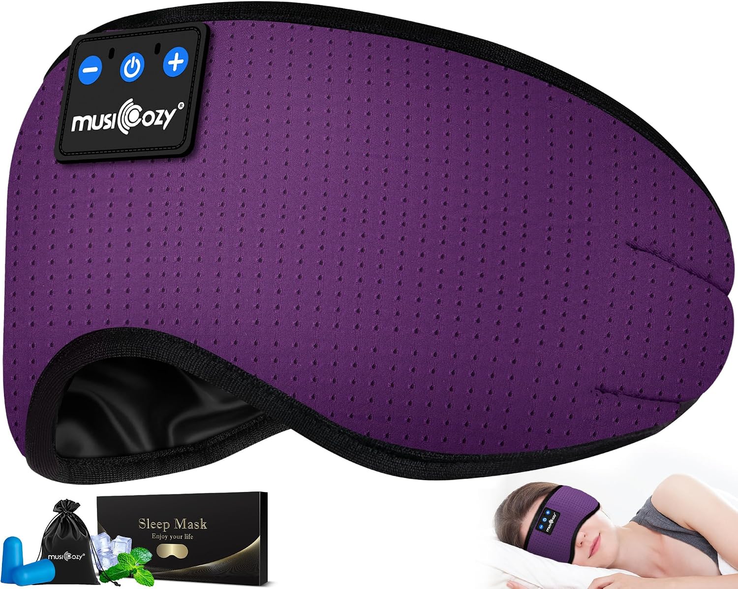 Detalle de MUSICOZY GH01 Bluetooth Sleep Headphones and Mask, Cooling Lining