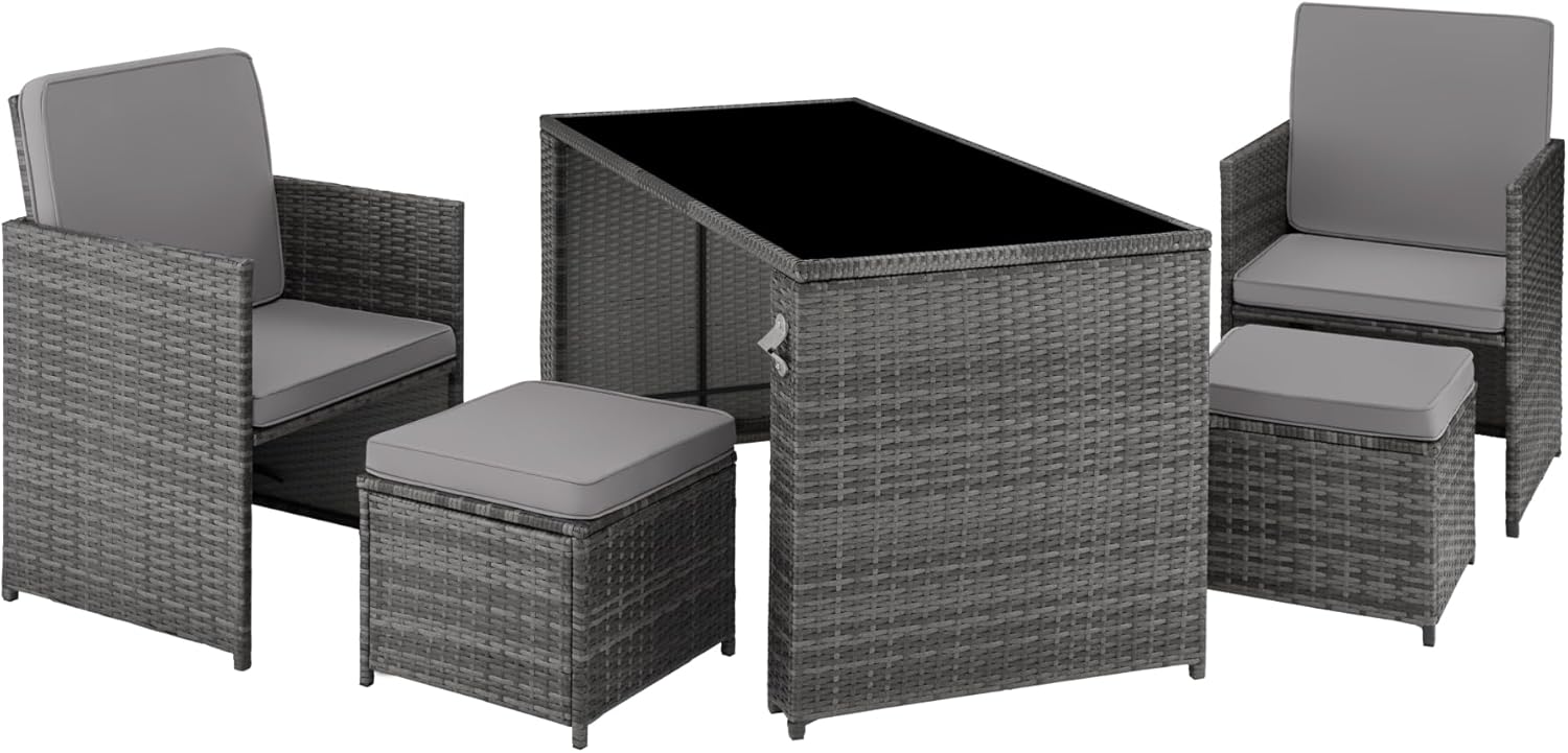 tectake Conjunto Jardín Ratán 2 plazas