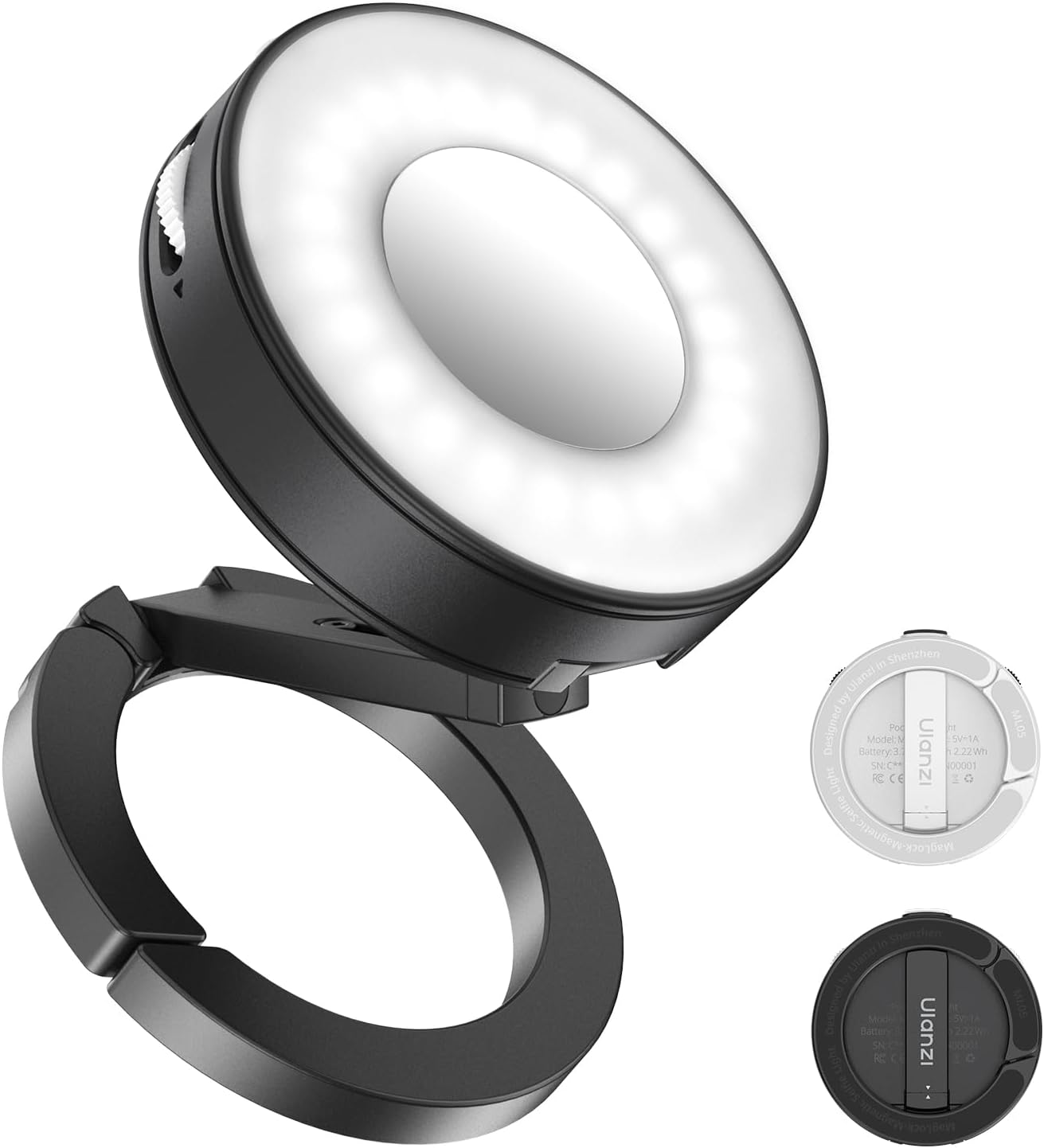 Detalle de ULANZI ML05 lampa LED do selfie, mocowanie magnetyczne, 3 temperatury barwowe