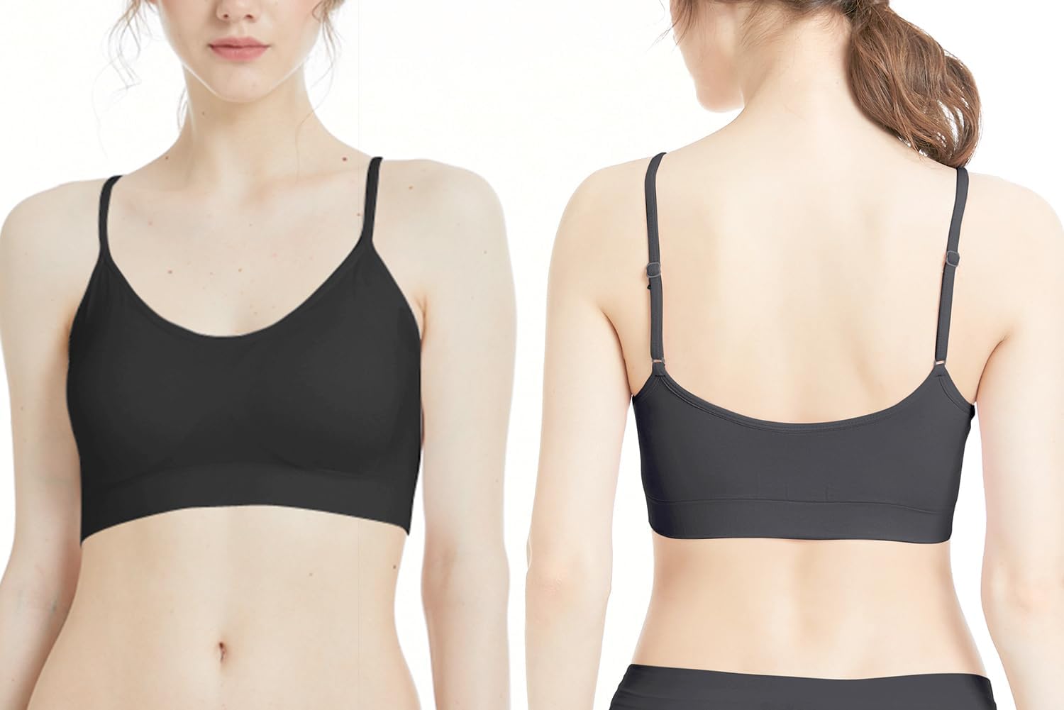 Detalle 2 de Comfyin Padded Bralette 3-Pack with Adjustable Straps (seamless nylon/spandex) for sleep, yoga and everyday wear
