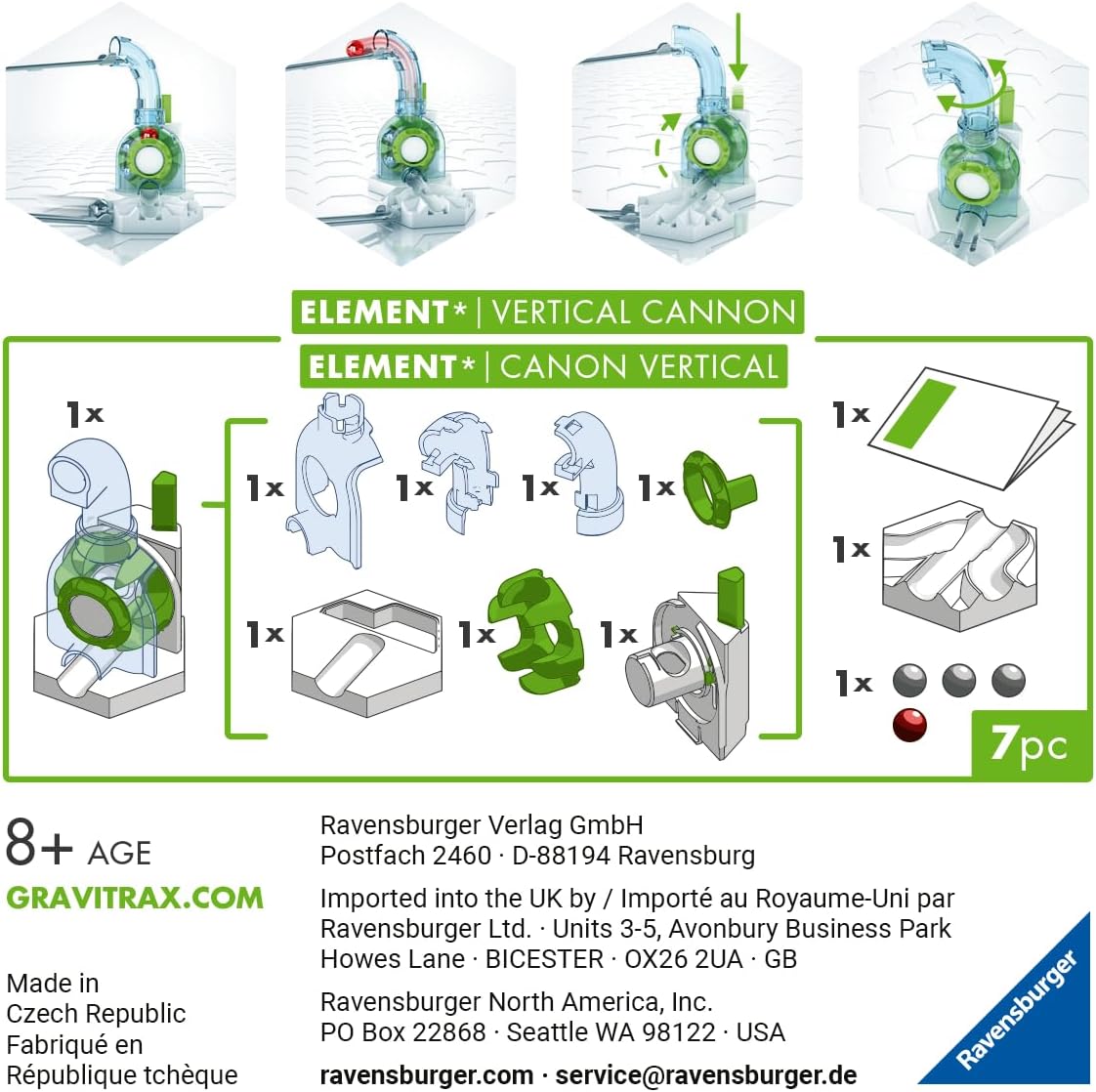Thumbnail 3 de Ravensburger GraviTrax Element Vertical Cannon 27465 – vertikal schießendes Erweiterungs-Element für die Kugelbahn