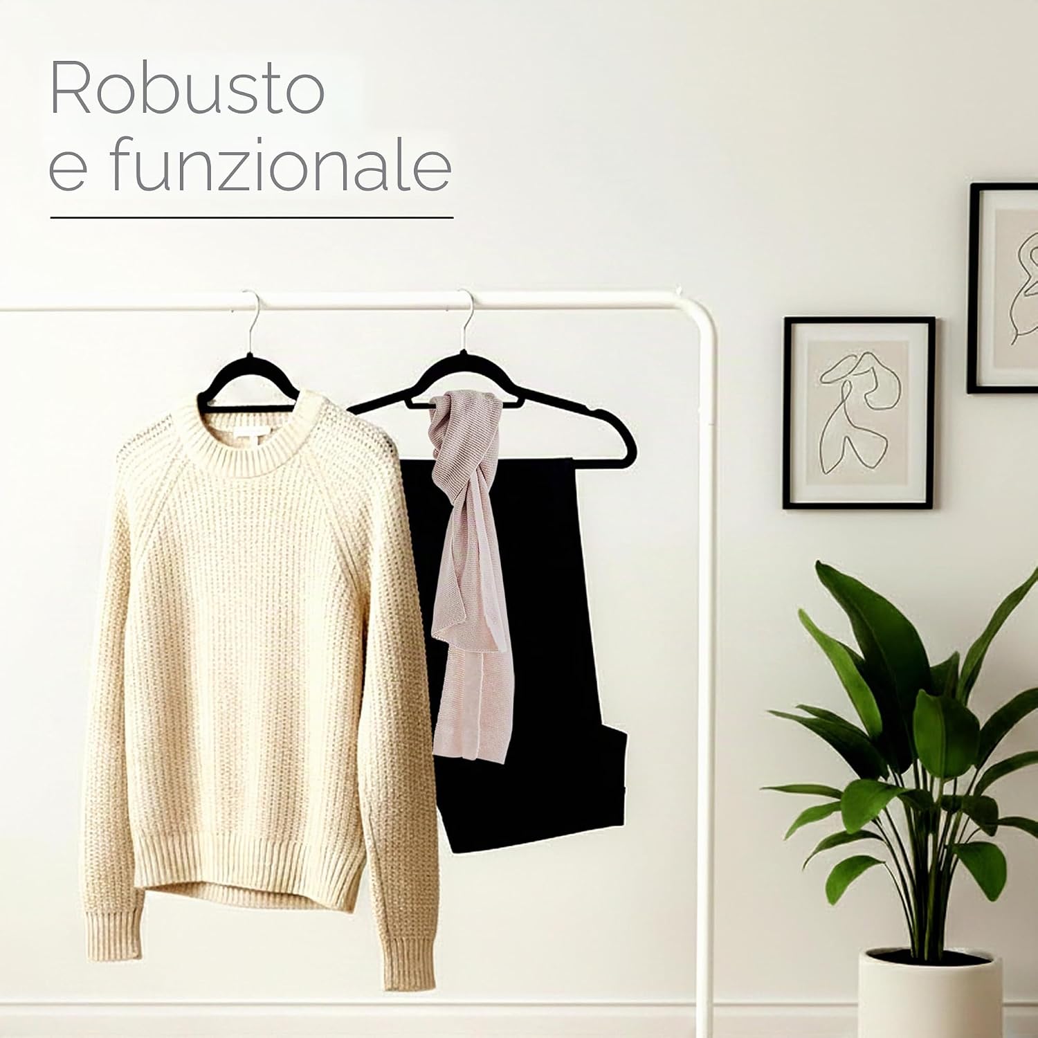 Detalle 2 de Utopia Home Grucce in Velluto Antiscivolo – Appendini resistenti, set da 50, Nero