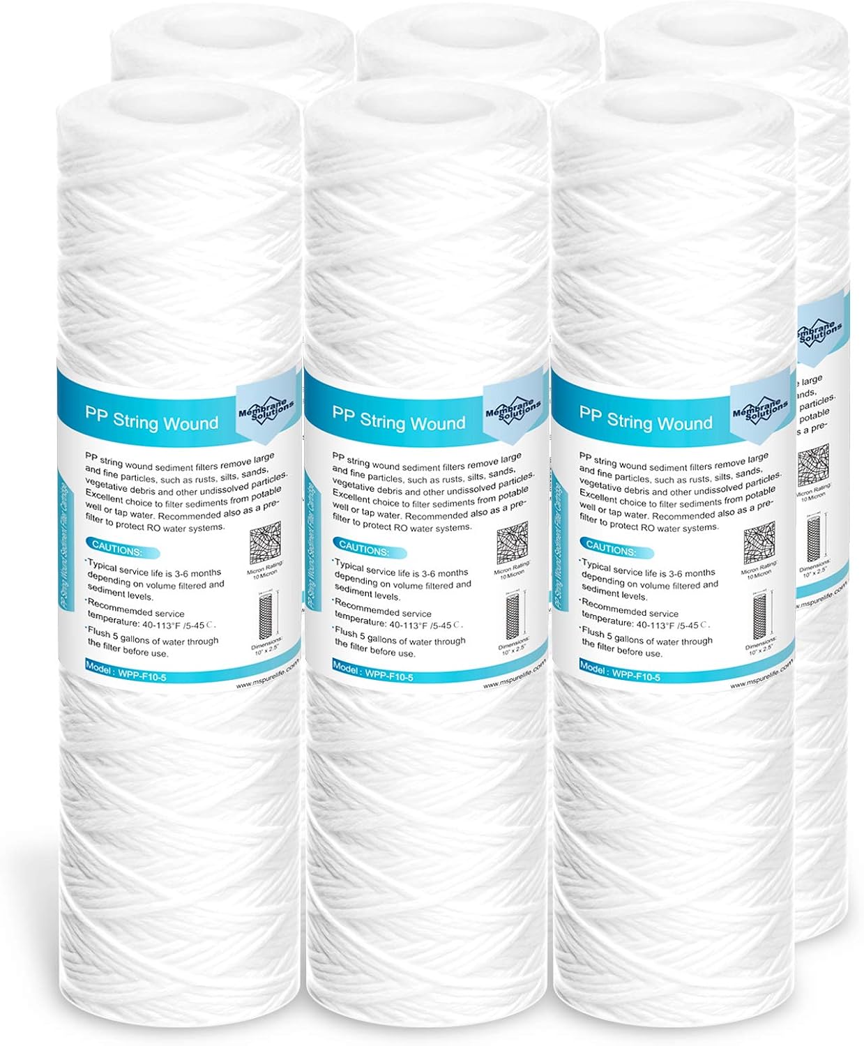 Detalle de Membrane Solutions Whole-House Sediment Filter, 10 x 2.5-Inch