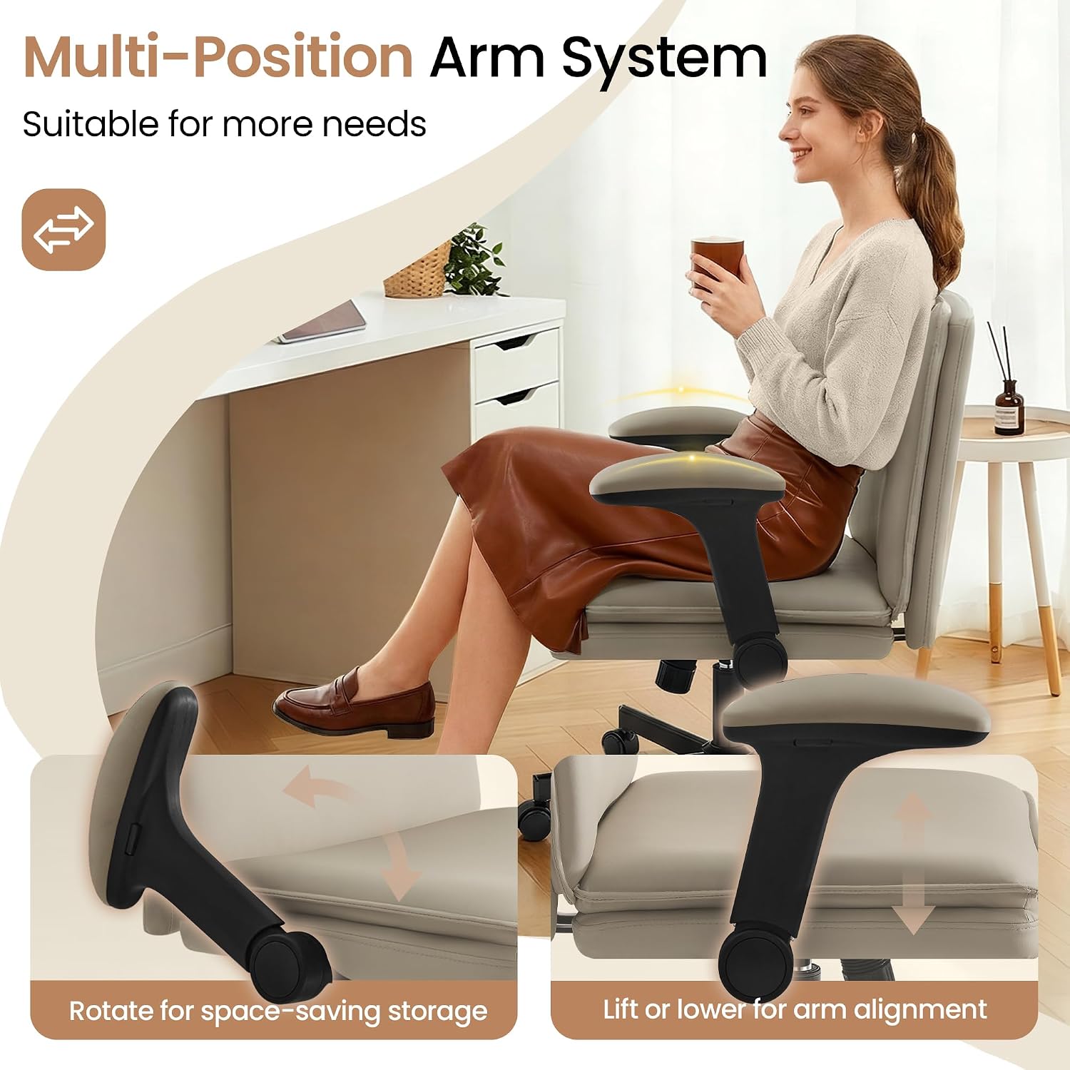 Detalle de Hayelf Criss-Cross Office Chair 25-Inch Seat