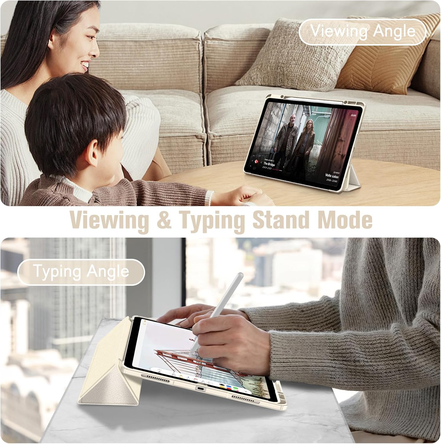 Thumbnail 2 de FINTIE Hybrid Case for iPad Air 13-inch (M4 2026 / M3 2025 / M2 2024) with Pencil Holder, Shockproof Clear Back, Auto Wake/Sleep