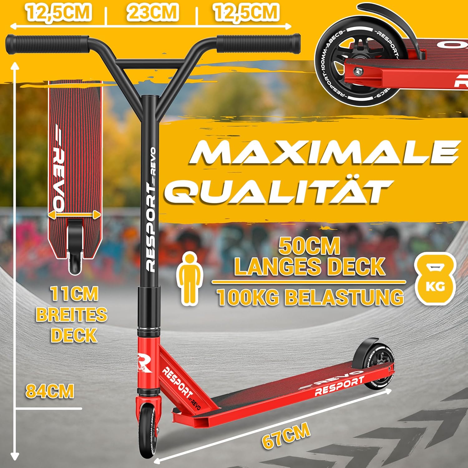 Thumbnail 6 de RE:SPORT REVO Stunt Scooter PRO 100 mm PU Räder