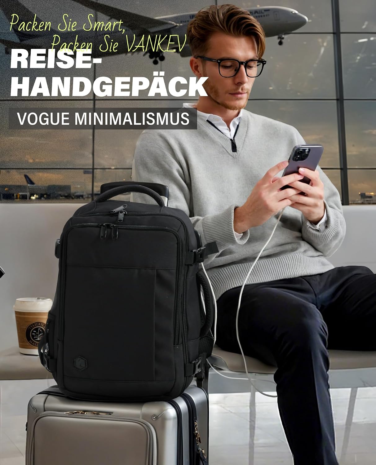 Detalle 2 de VANKEV Easyjet Handgepäck Rucksack 45x36x20