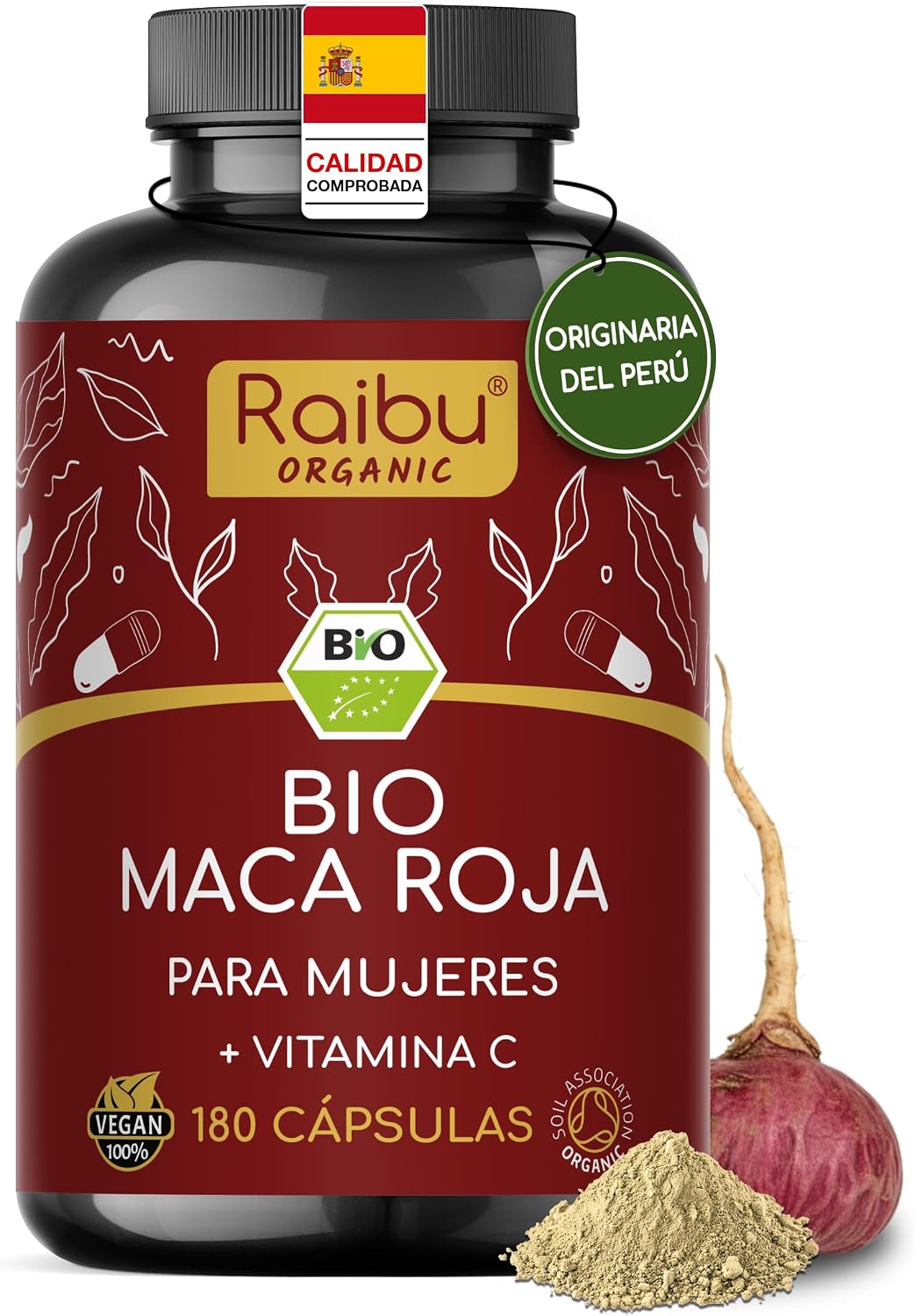 Detalle de Maca Roja BIO Peruana 180 cápsulas