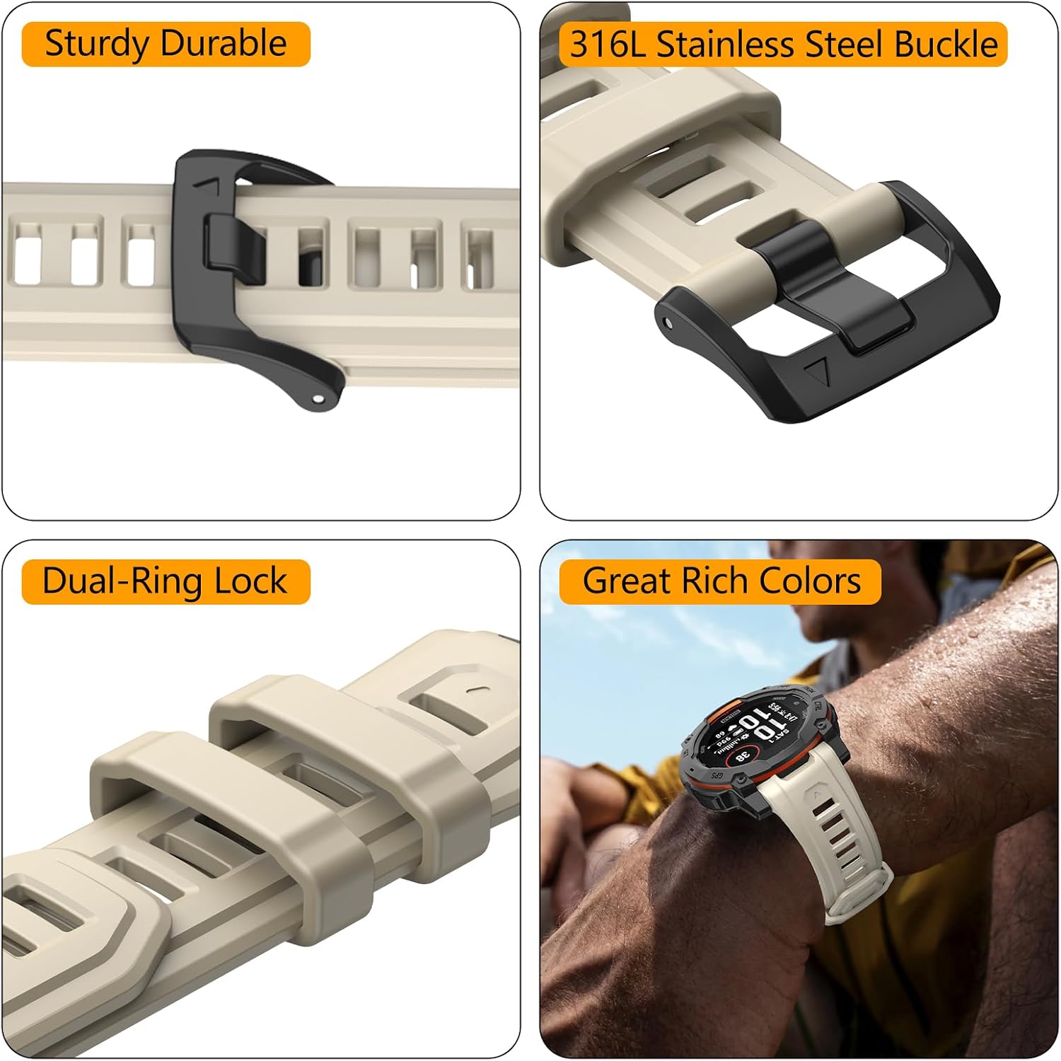Detalle de Instinct 3 26mm silicone watch strap