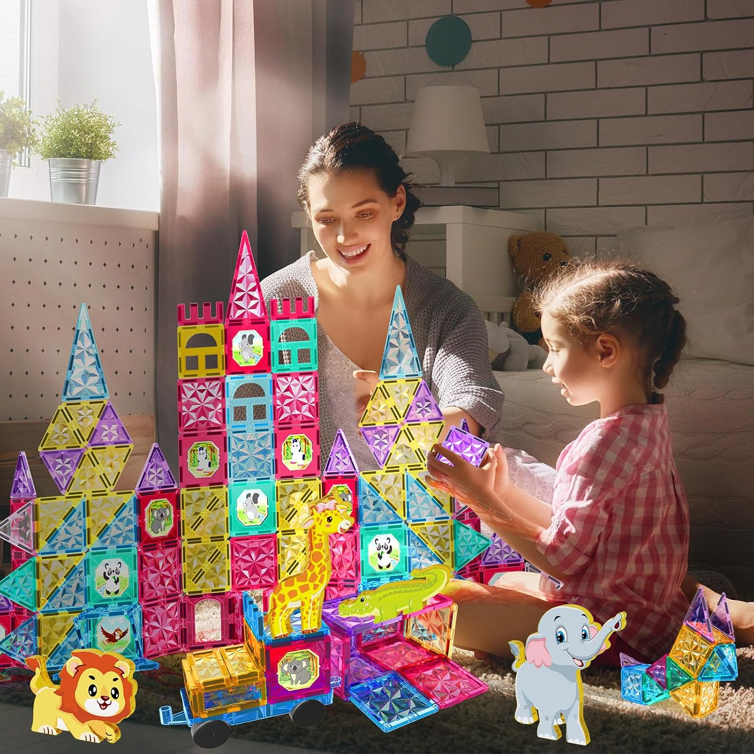 Detalle 2 de Jasonwell Magnetic Building Tiles 110-Piece Set