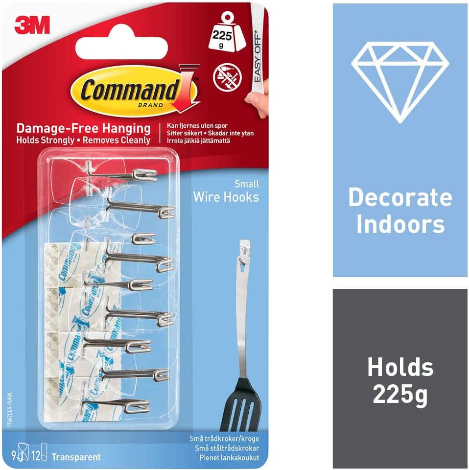 Detalle 2 de Command Clear Wire Hanger Hook value pack 9 hooks