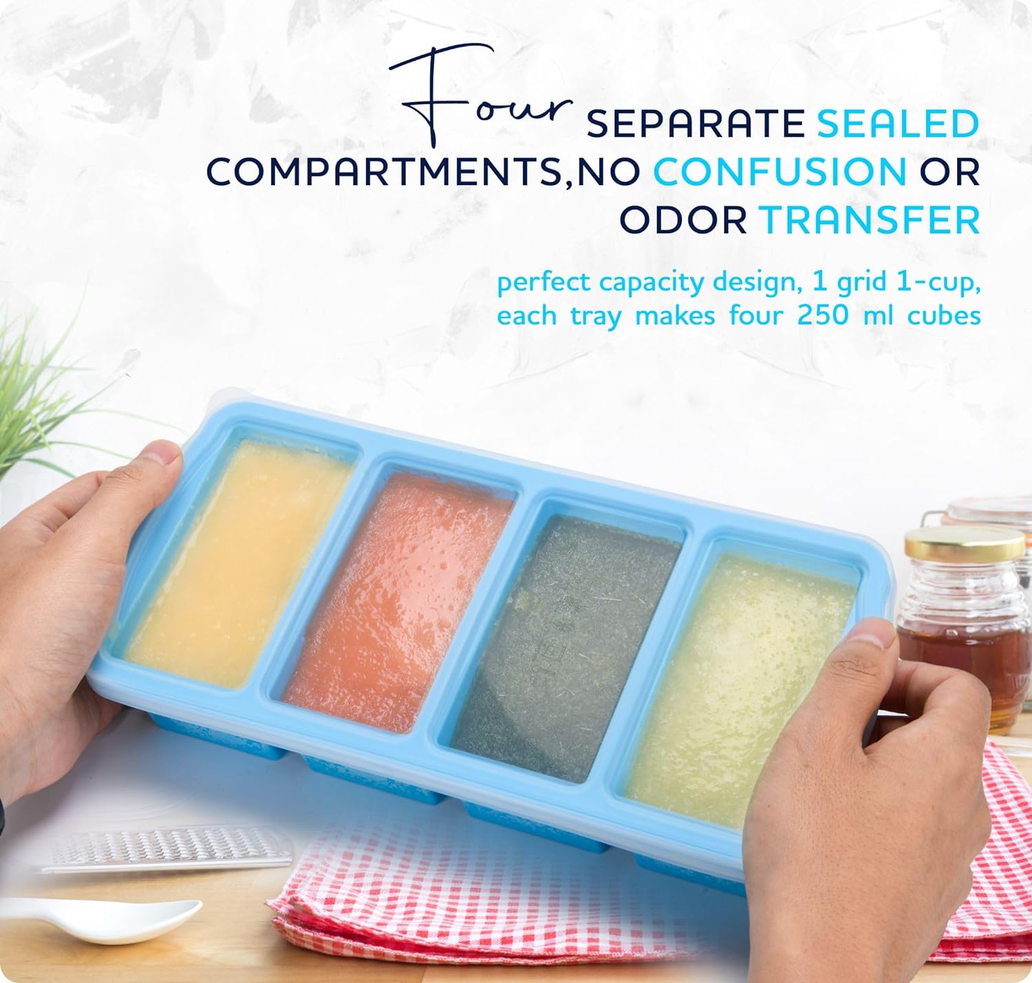 Thumbnail 2 de ZIP STANDING Silicone Freezer Trays with Lid, 1-Cup (2-Pack)