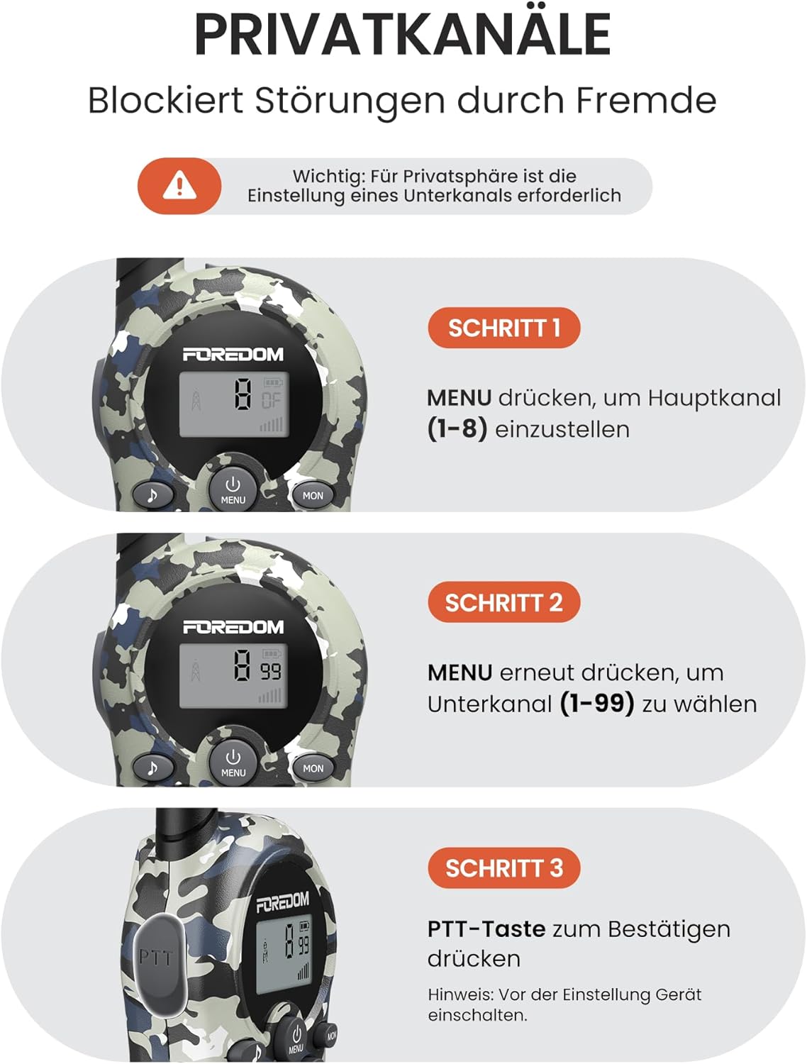 Thumbnail 3 de FOREDOM Kinder Walkie-Talkies Set (2er) für 3–12 Jahre – 22 Kanäle, bis zu 3 km, mit VOX