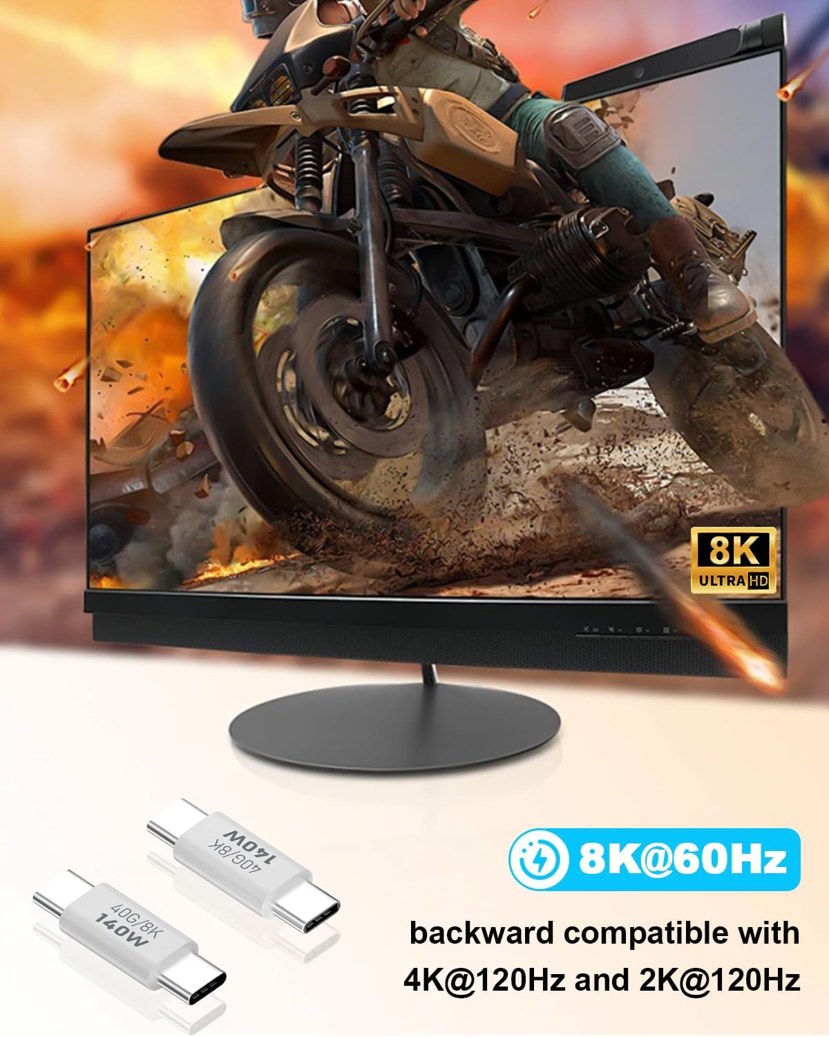 Thumbnail 3 de Duttek USB-C Stecker-auf-Stecker Adapter für Thunderbolt 4/3 mit 40 Gbit/s, PD bis 140 W und 8K@60 Hz (2er-Set)