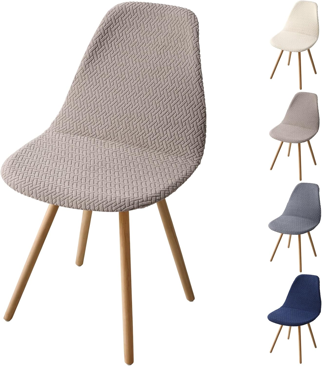 Detalle de Fuloon set van 4 rekbare stoelhoezen voor eetkamerstoelen, wasbaar en slijtvast