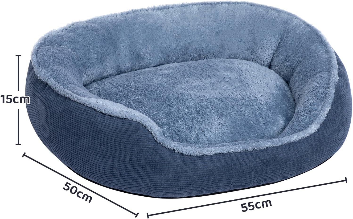Thumbnail 1 de Hollypet Round Cat Bed & Small Dog Bed (55 x 50 x 15cm) in Blue-Grey