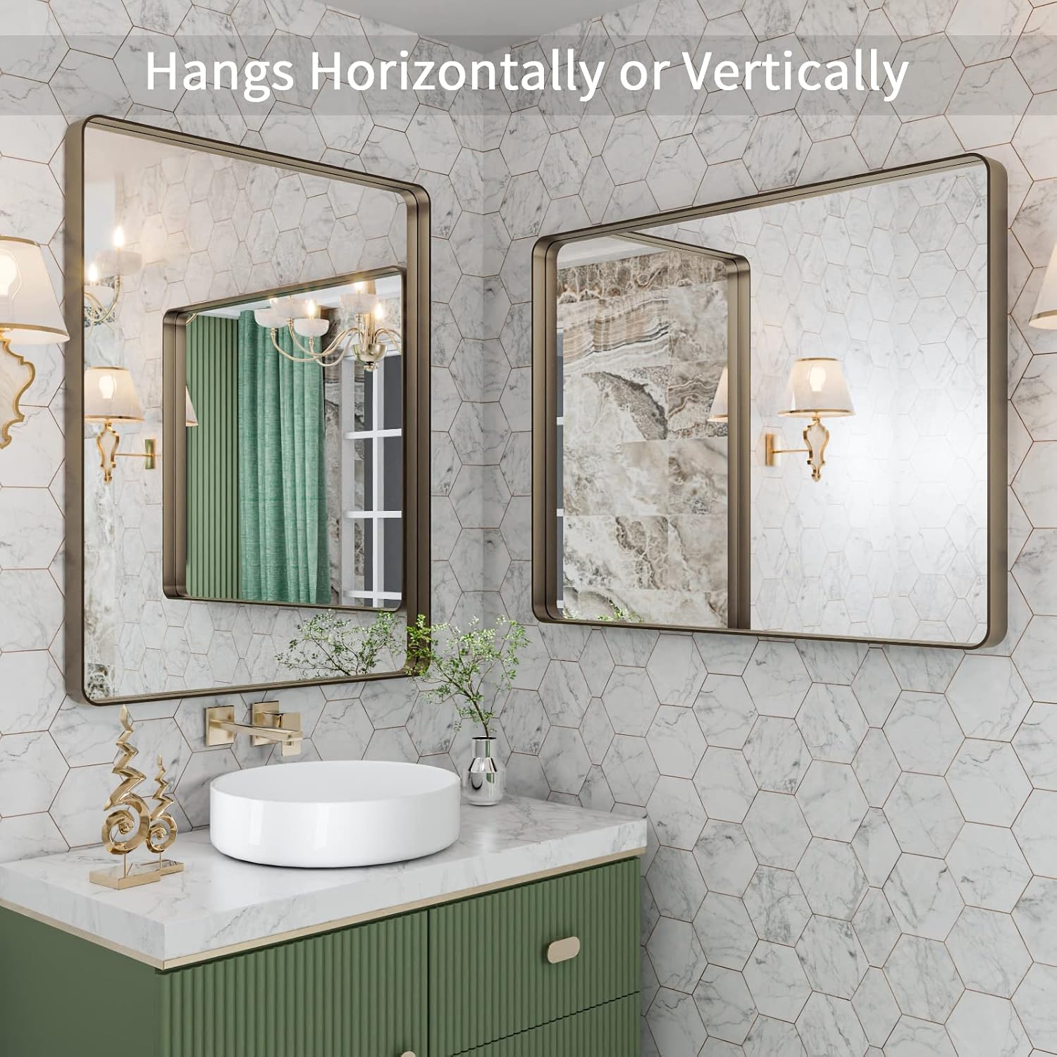 Thumbnail 3 de LoaaO 28x36 Bronze Bathroom Mirror with Brushed Frame 🪞