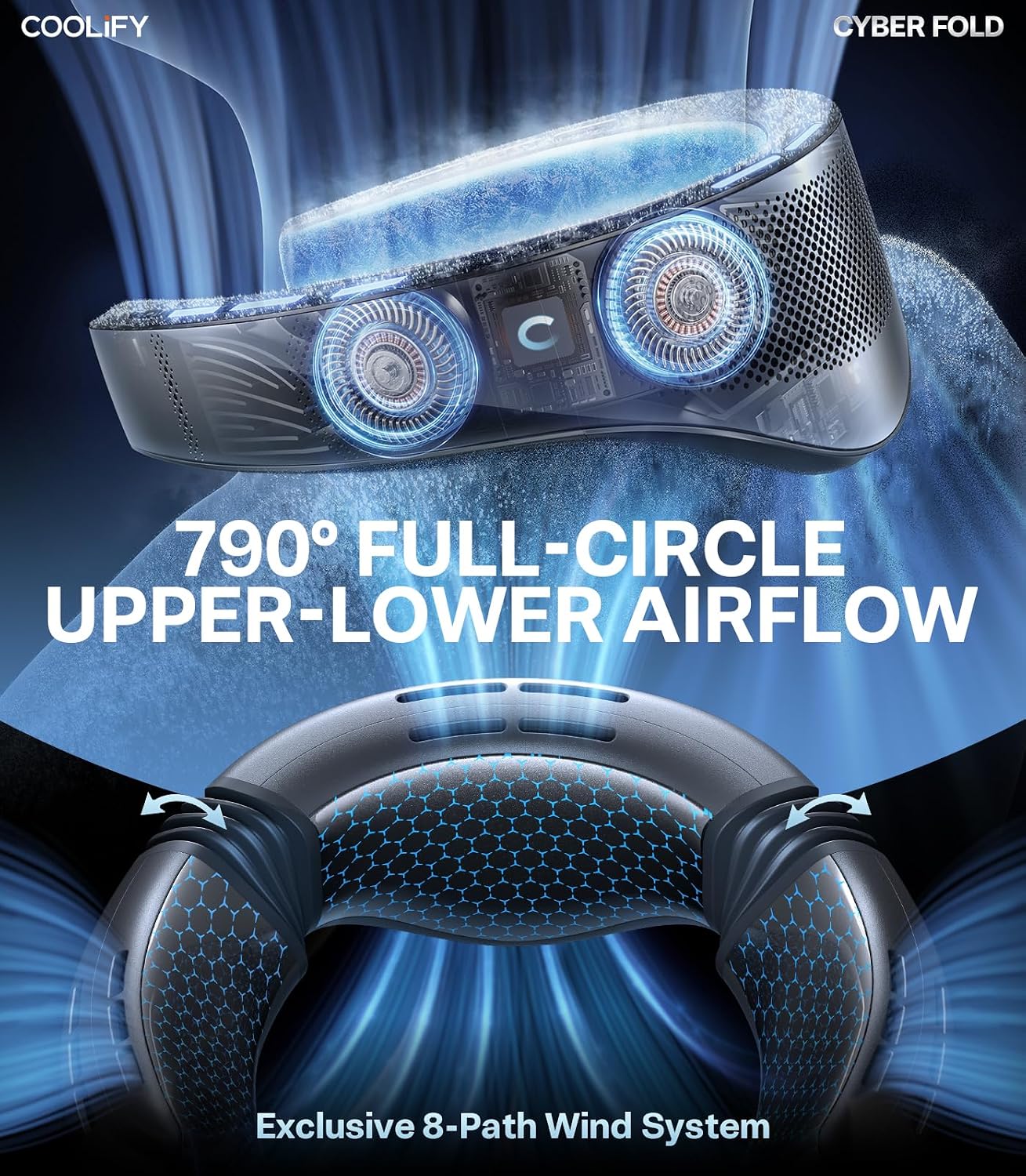 Detalle de TORRAS 2026 COOLiFY Cyber Fold AI Neck Air Conditioner: Ultimate Neck & Face Cooler