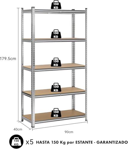 Thumbnail 2 de T-LOVENDO.ES Estantería metálica 180x90x40cm 📦