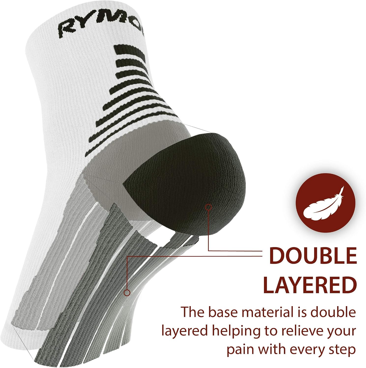 Thumbnail 6 de Rymora Foot Compression Socks Sleeves (Ease Plantar Fasciitis Discomfort) – White, Large (25–29cm arch circumference)