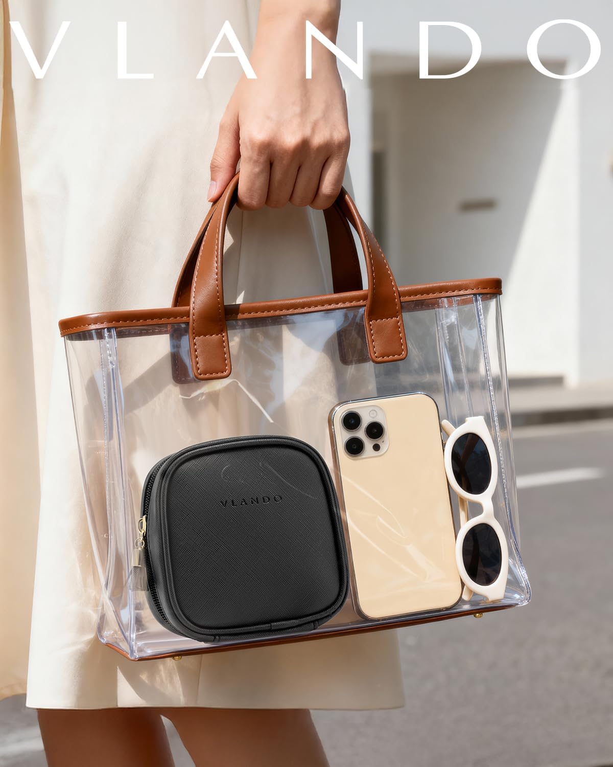 Thumbnail 5 de Make up Bag for Purse: Waterpoof Travel Toiletry Bag in Black-Toothpick Grain