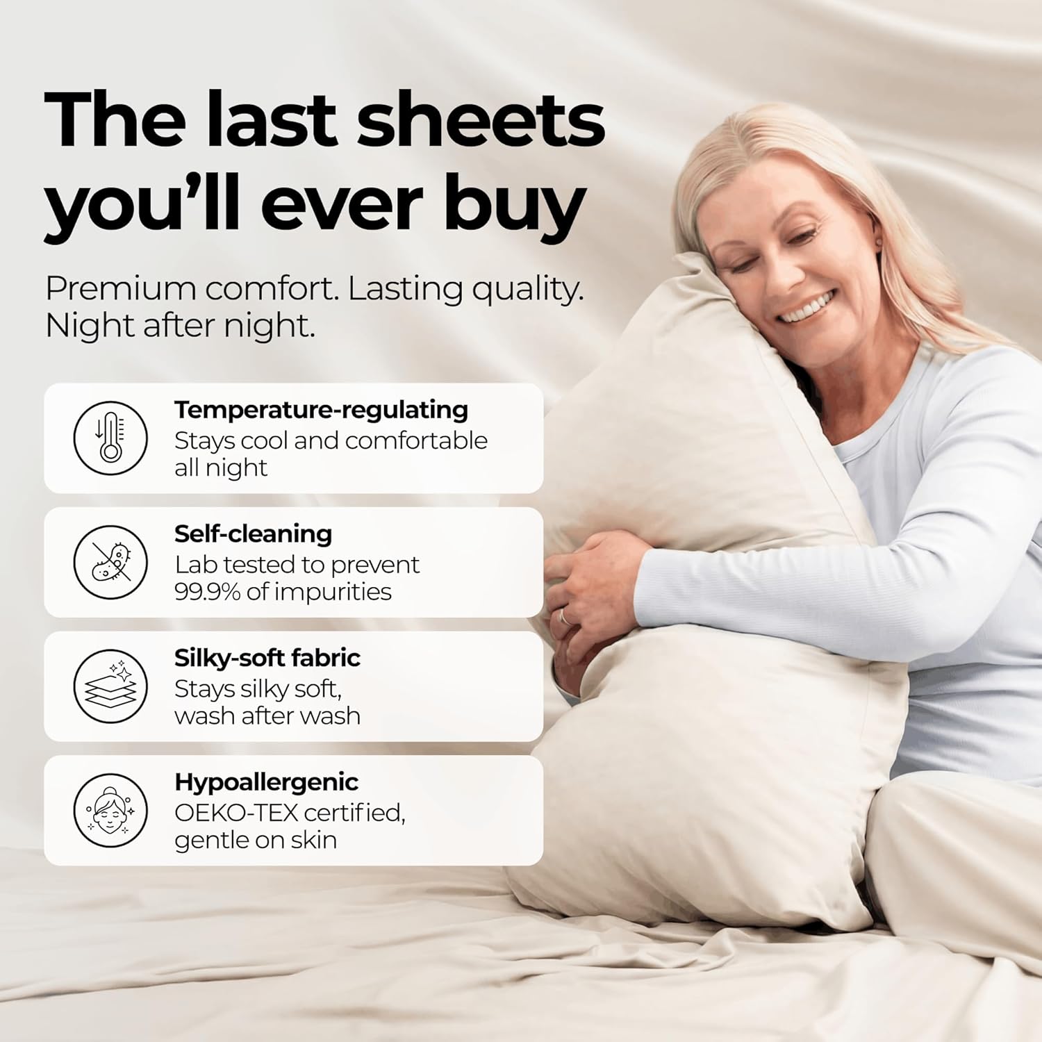 Thumbnail 1 de Silvery Silver Infused Bed Sheets Set — Ultra-Soft, Temperature-Regulating with Self-C Cleaning Technology