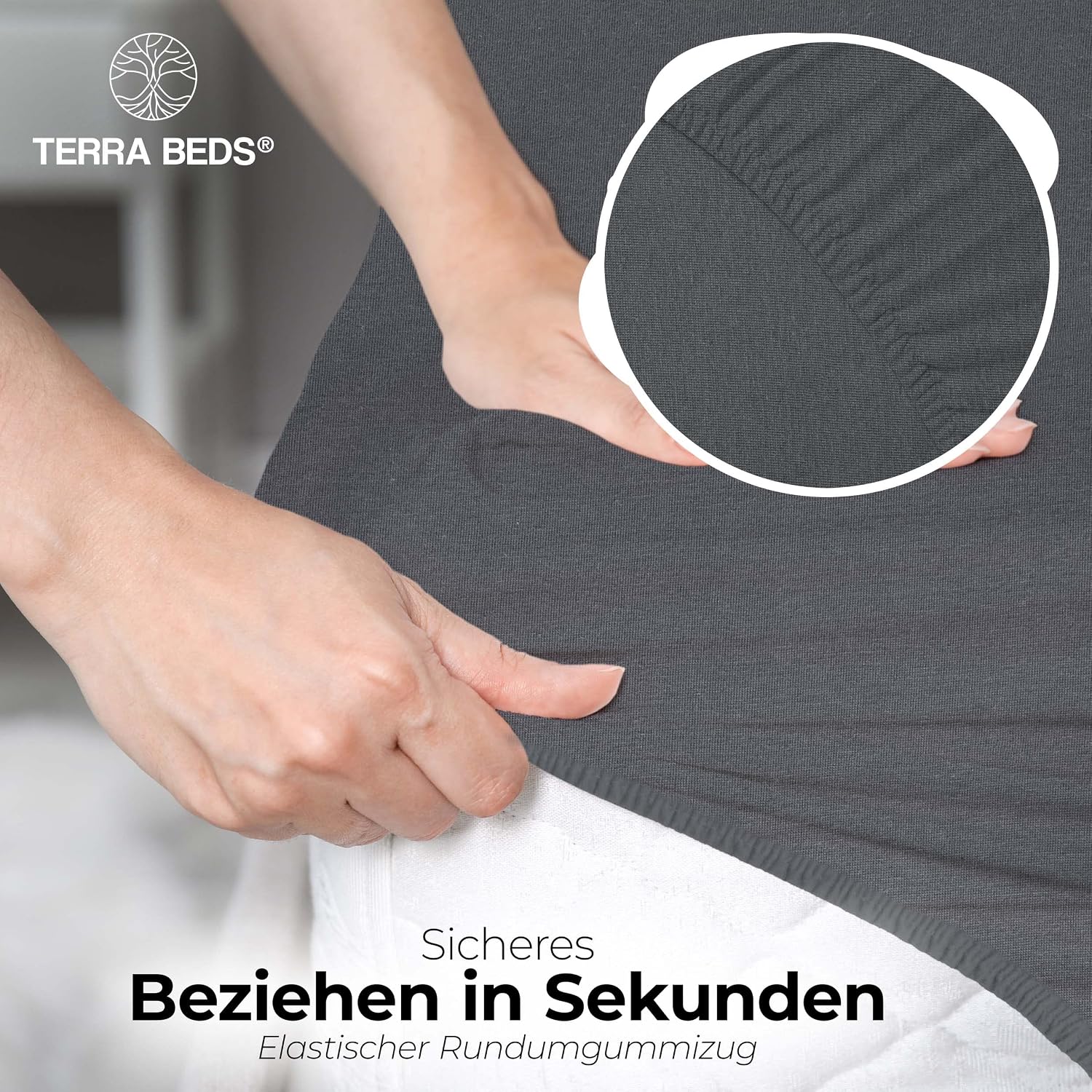 Detalle de Terra Beds Premium Jersey Spannbettlaken 140x200 cm – OEKO-TEX, 100% Baumwolle, Jersey, 160 g/m²