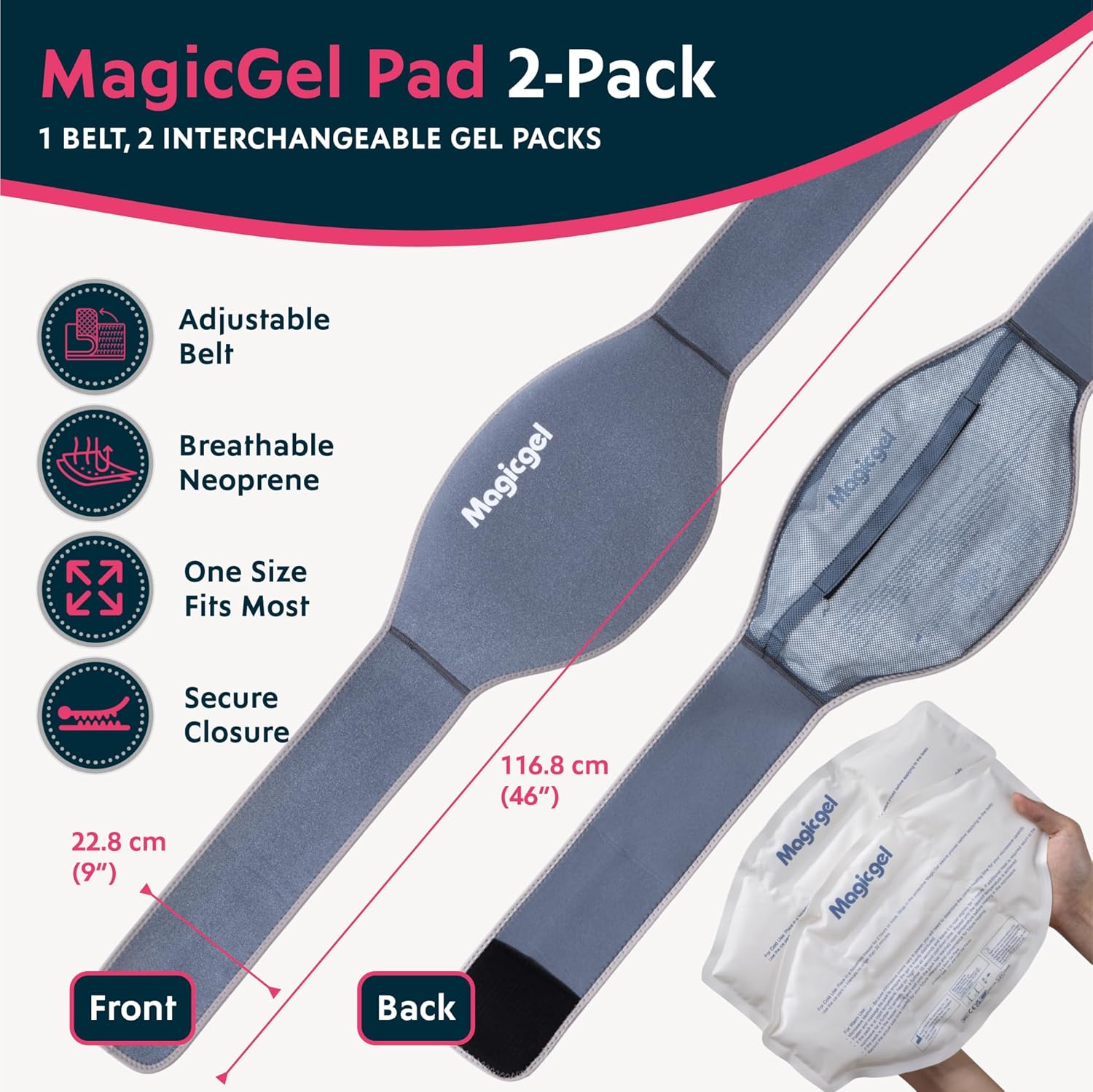 Thumbnail 2 de Magic Gel Ice Pack for Back – Reusable Cold & Heat Therapy Back Wrap