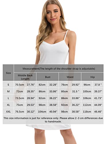 Detalle de Vlazom Fond de Robe Femme Modal Élégant – Chemise de Nuit Antistatique et Gainante, Bandoulière Réglable, Blanc, M