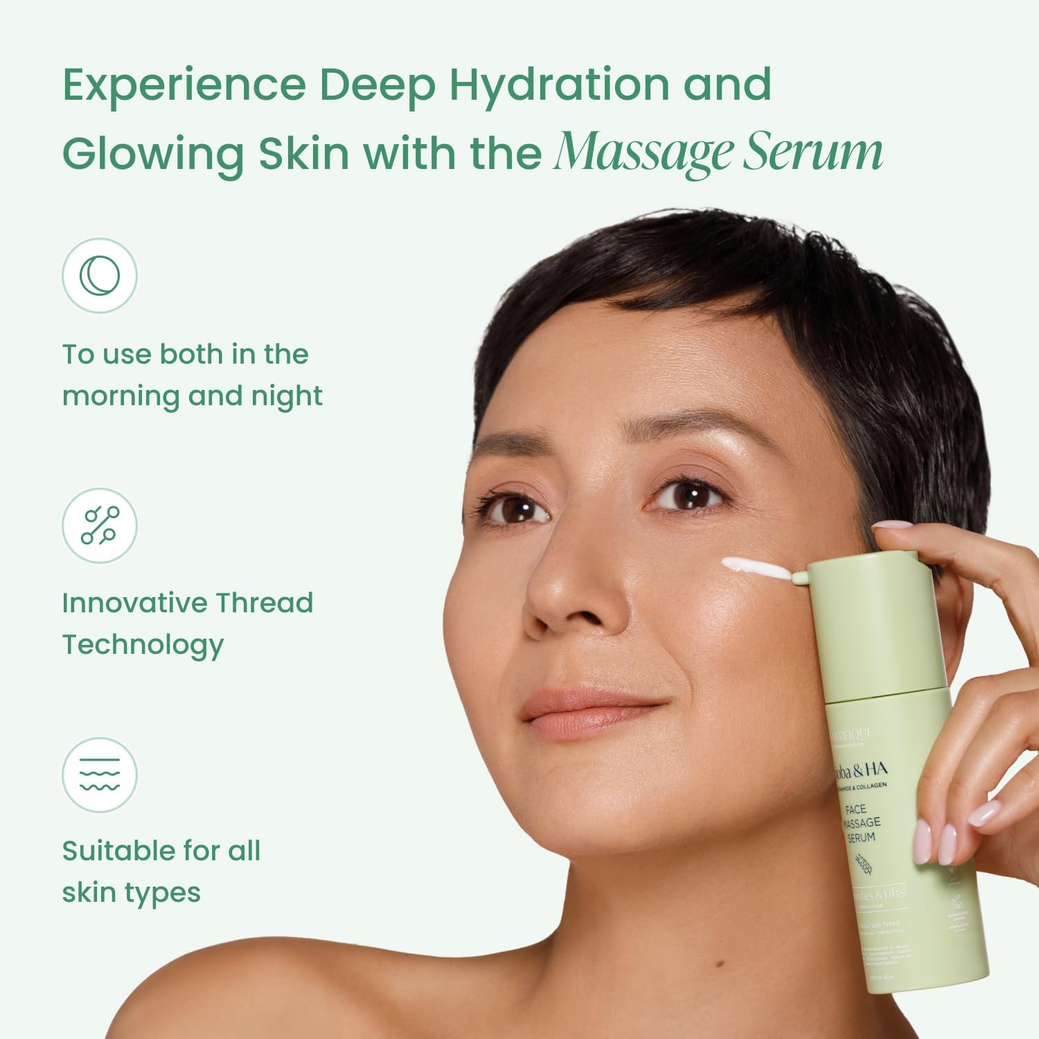 Detalle de PLANTIFIQUE Jade Gua Sha & Korean Face Serum Set (30ml) – Hydrating Glow